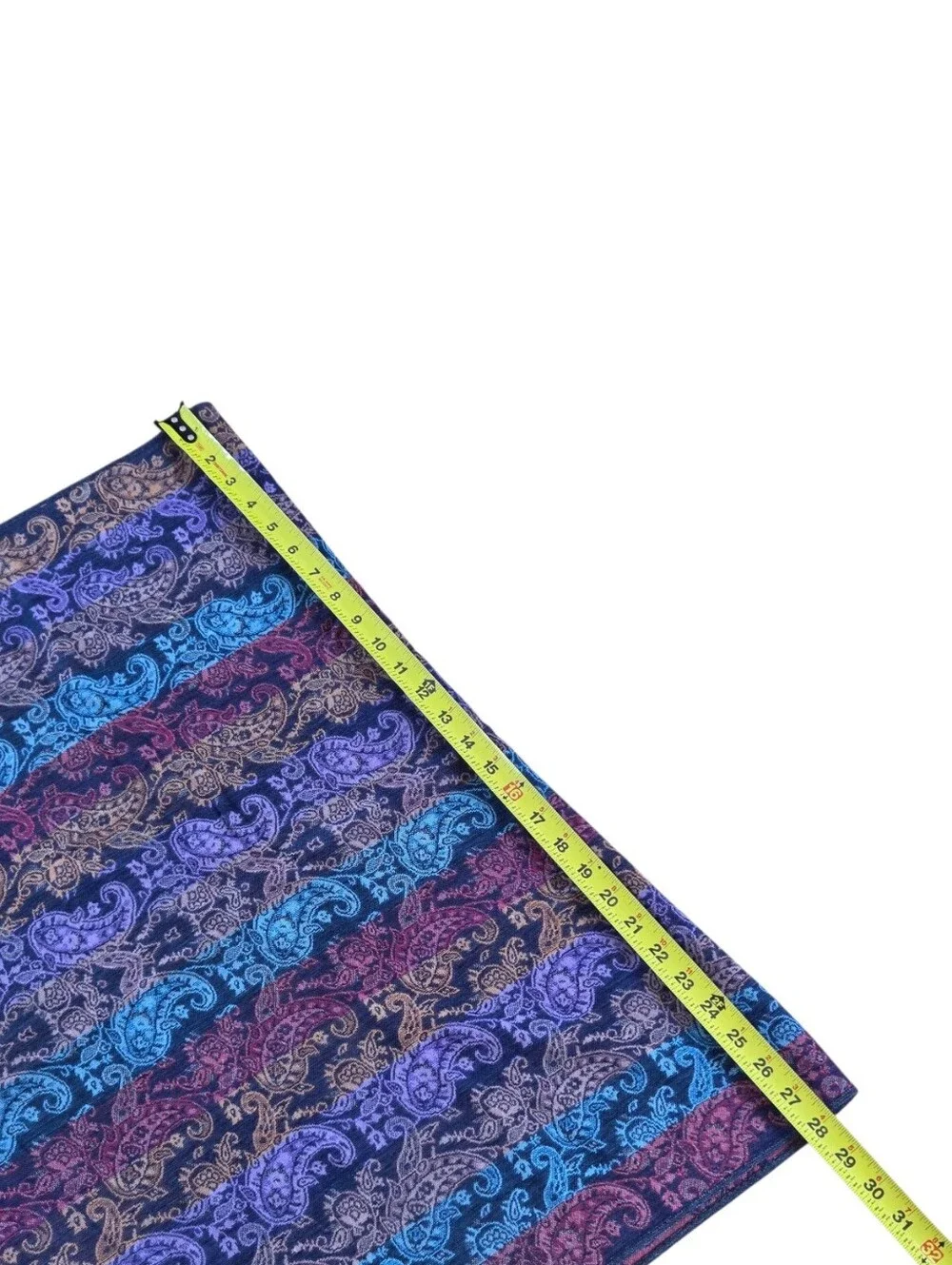 Paisley Pashmina Wrap Purple Blue 70% Pashmina 30% Silk Scarf XL Shawl + Fringe